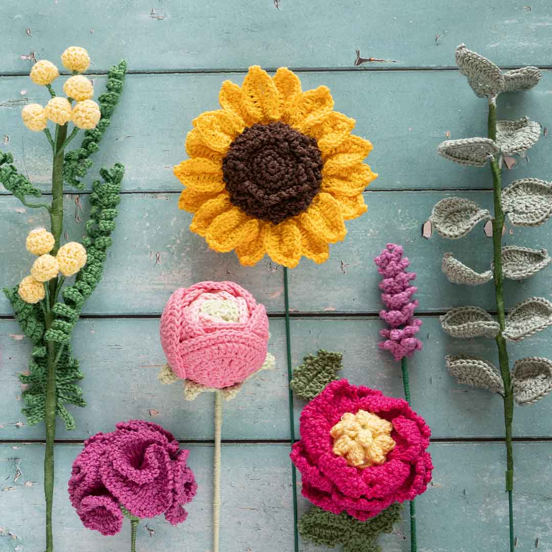 DIY-Anleitung "Sonnenblume häkeln" aus dem Buch "Mein bunter Häkelgarten" von Yvonne Rapp