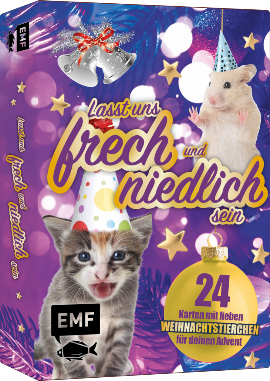 Adventskalender-Kartenset: Lasst uns frech und niedlich sein – 24 liebe Weihnachtstierchen für dich