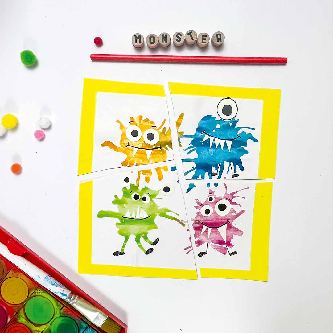 DIY-Anleitung "Lustiges Monster-Puzzle" aus dem Buch "Erstes Basteln" von Stefanie Möller und Janine Krupa