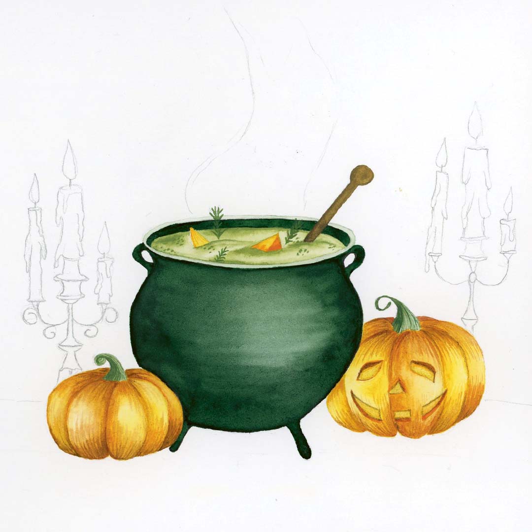 Schritt 5 Anleitung "Hexenkessel" aus dem Buch "Witchy Watercolor" von Victoria Florentina Wißmann