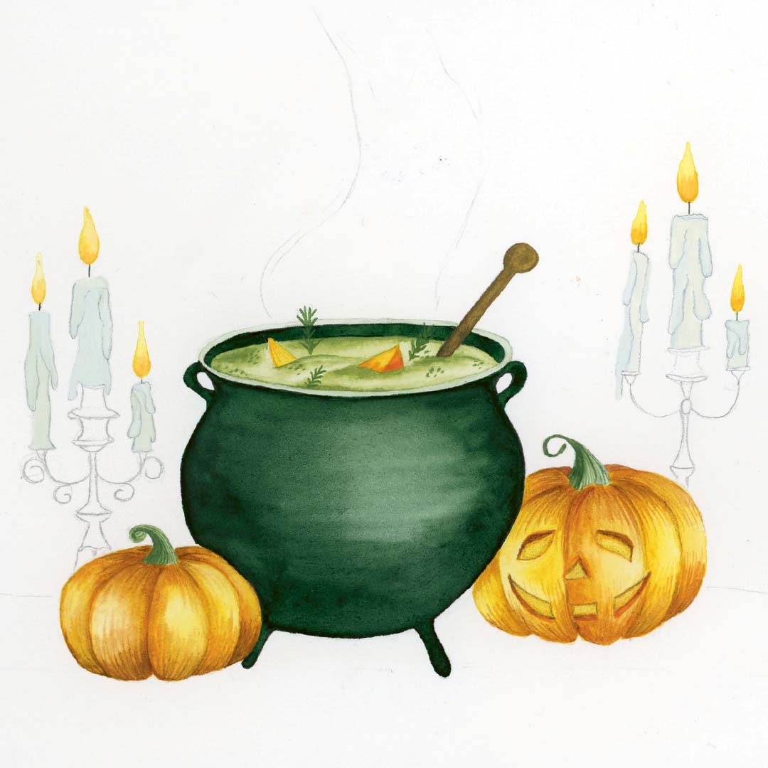 Schritt 6 Anleitung "Hexenkessel" aus dem Buch "Witchy Watercolor" von Victoria Florentina Wißmann